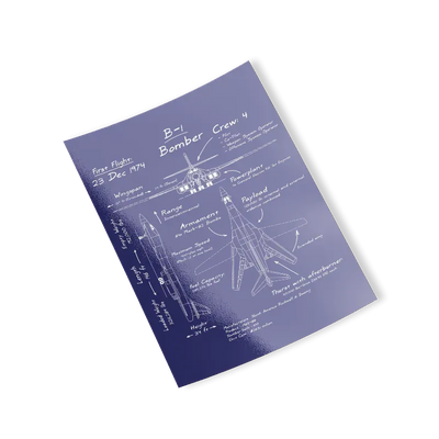 B-1 Bomber Schematic Sticker