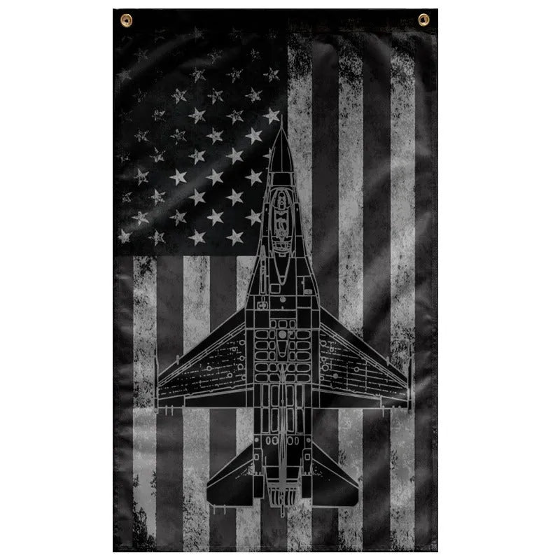 F-16 Fighting Falcon - Fighter Plane - Airplane Shadow Flag