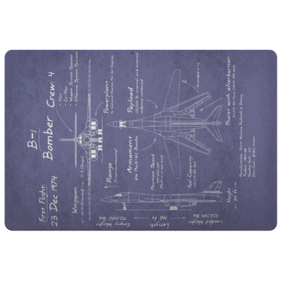  B-1 Bomber Floor Mat from Challenge Coin Nation showing blueprint of the B-1