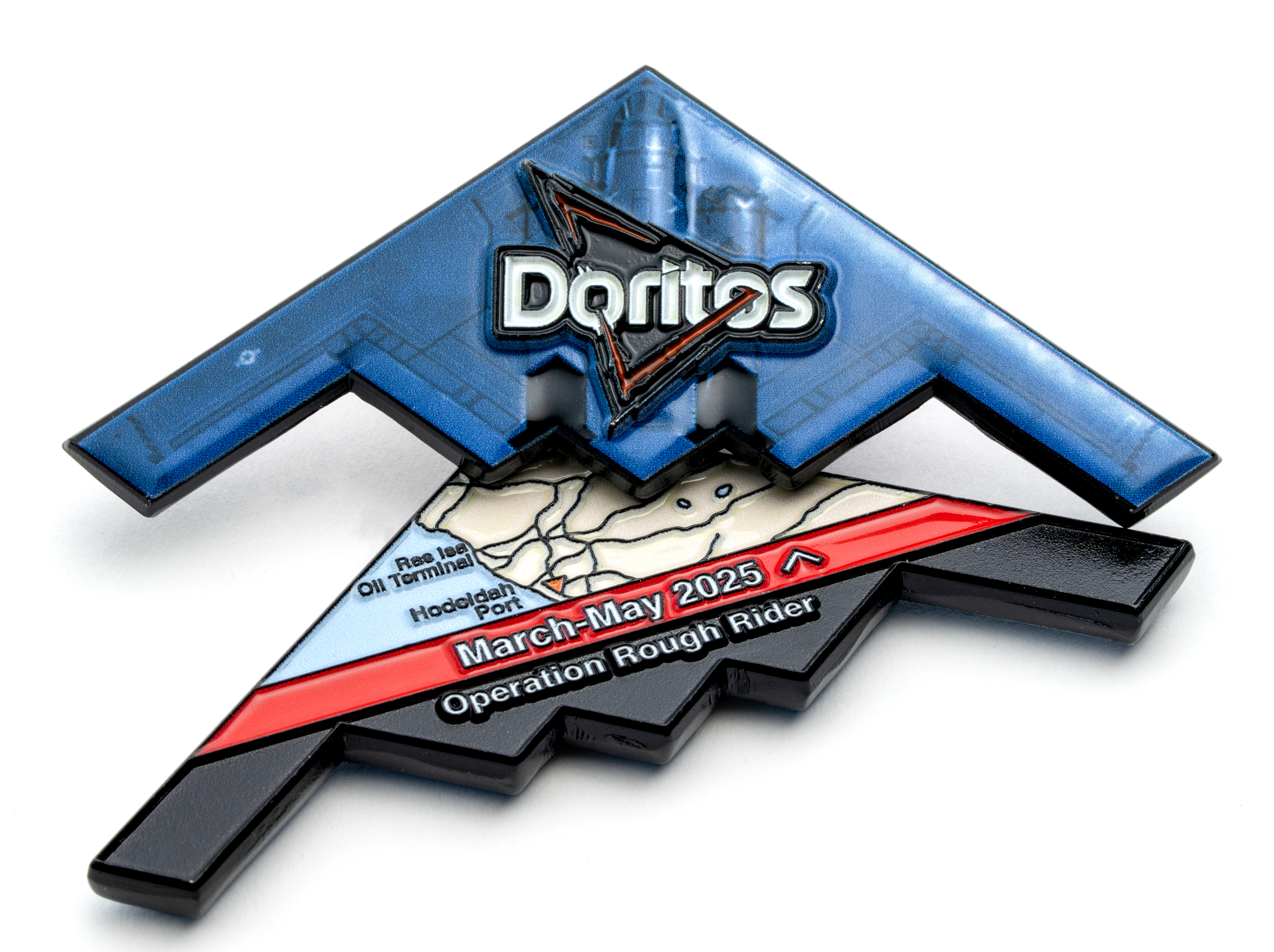 B-2 Freedom Dorito Challenge Coin — Cool Blue, Operation Rough Rider