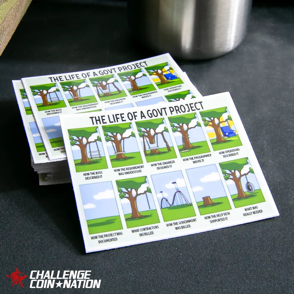 Life Project Stickers Life of a Govt Project Sticker | Challenge Coin Nation