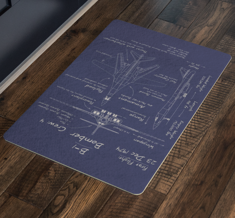Bomber B-1 Blue Print Floor Mat 