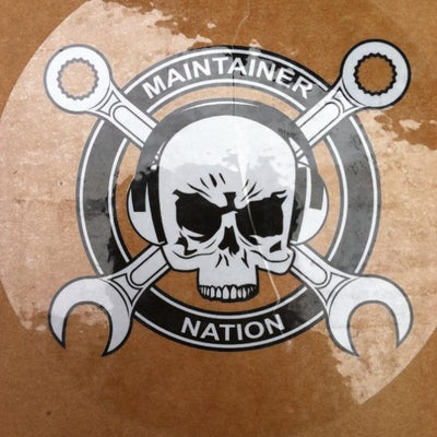 MX Nation Logo Sticker with “Maintainer Nation” and skull and “cross wrenches” design from Challenge Coin Nation 