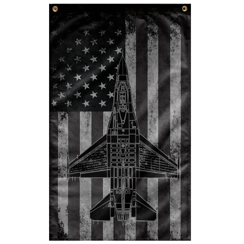 F-16 Fighting Falcon - Fighter Plane - Airplane Shadow Flag