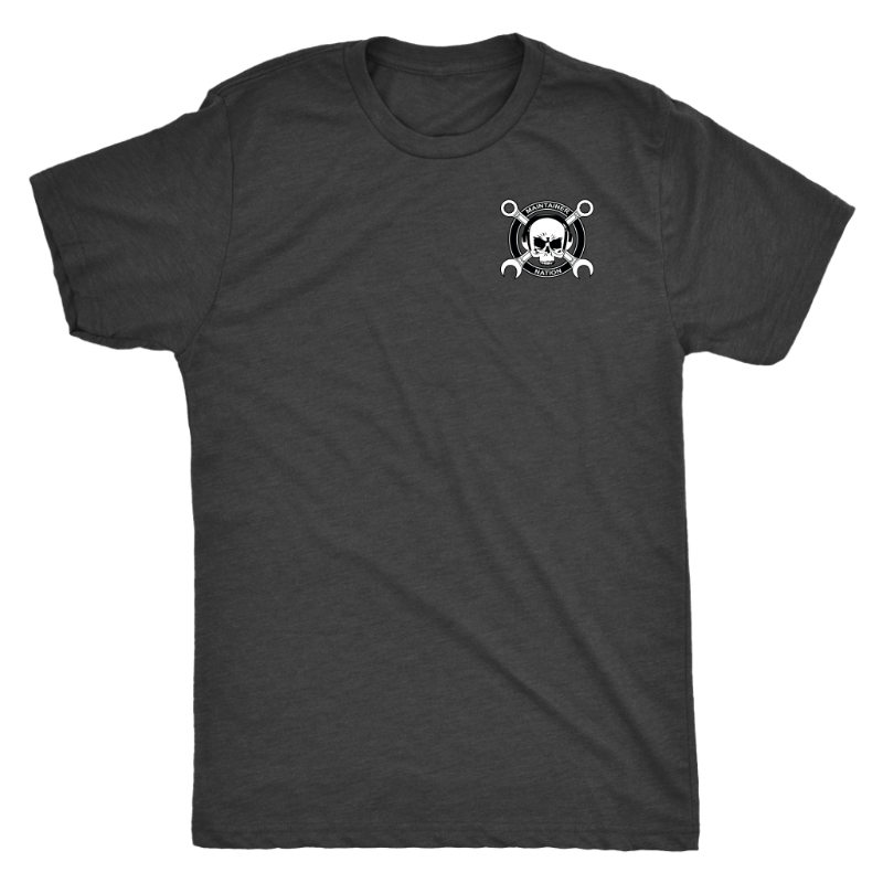  Bombs Away T-Shirt from Challenge Coin Nation with Maintainer Nation skull logo on front left chest 